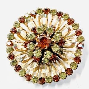 Vintage mid century modern rhinestone brooch
